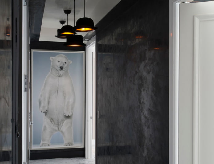 photos murales étroites avec un ours polaire dans le couloir