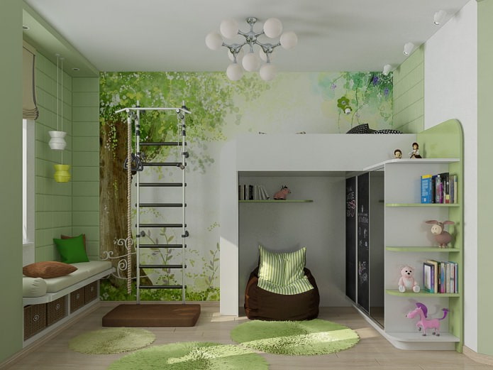 disenyo ng nursery na berde