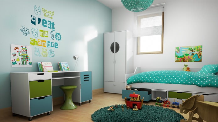 Chambre d'enfant turquoise pour garçon