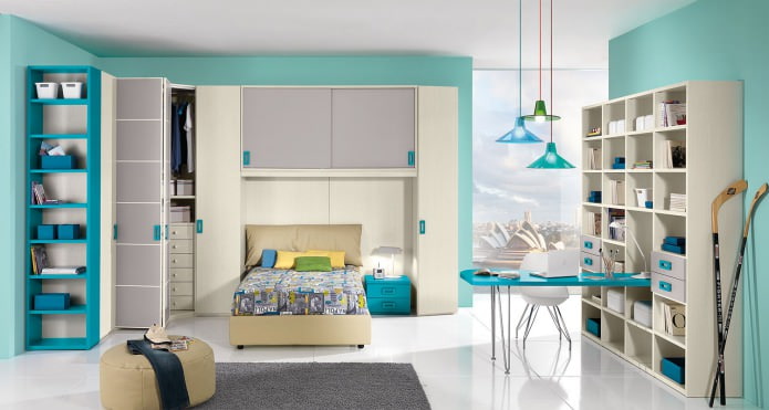 Chambre d'enfant turquoise pour garçon