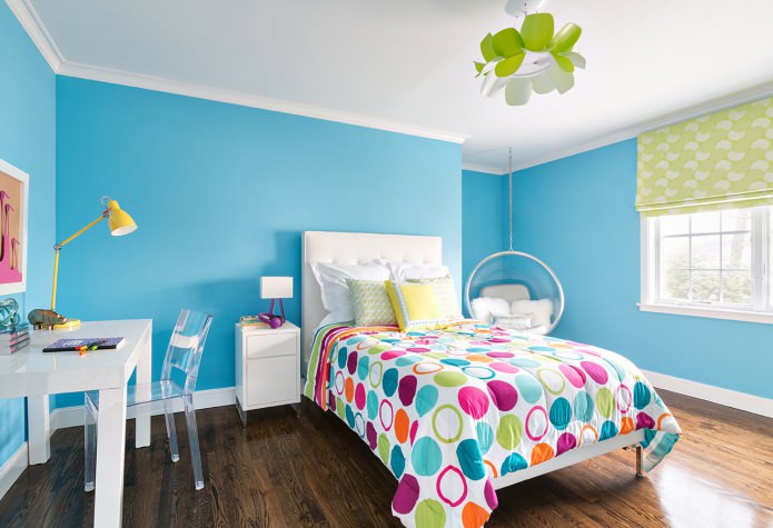 couleur turquoise dans la chambre des enfants pour une fille