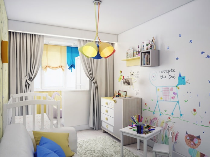 chambre d'enfant combinée avec une loggia