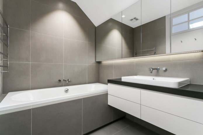 Carrelage salle de bain minimaliste gris