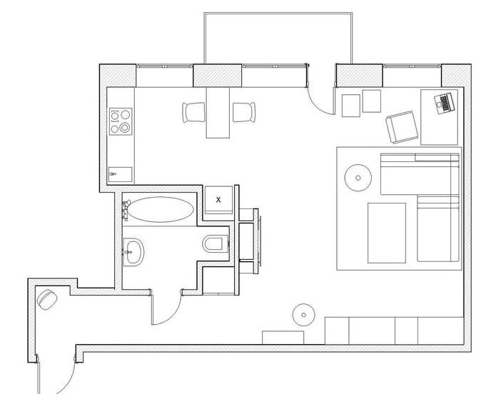 แผนผังห้องสตูดิโอแบบหนึ่งห้อง