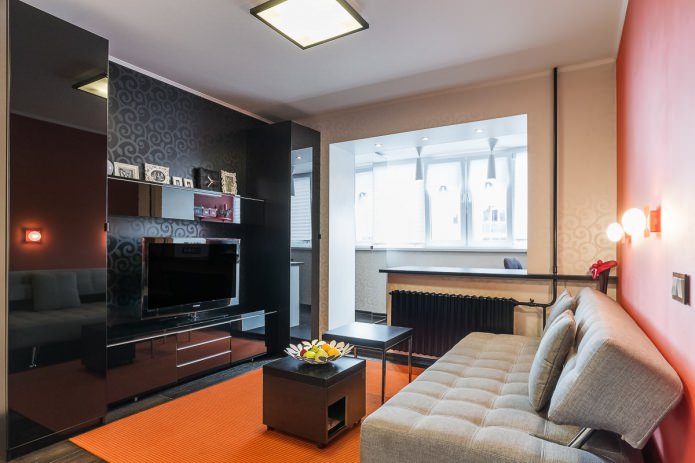 nappali belső stílusú stúdió apartman modern stílusban