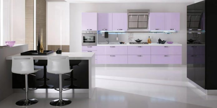 Intérieur de cuisine lilas