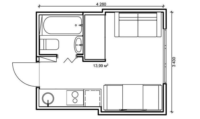 photo de l'aménagement du studio 14 m². m.