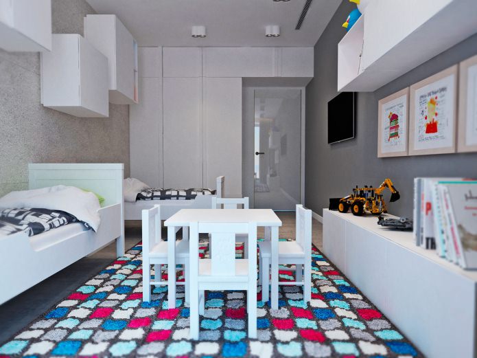 crèche à l'intérieur d'un appartement de trois pièces