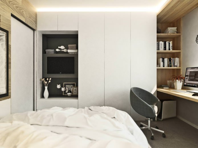 chambre dans un projet de conception d'un appartement de 3 pièces