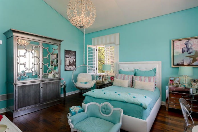 intérieur de chambre pour une fille de couleur turquoise