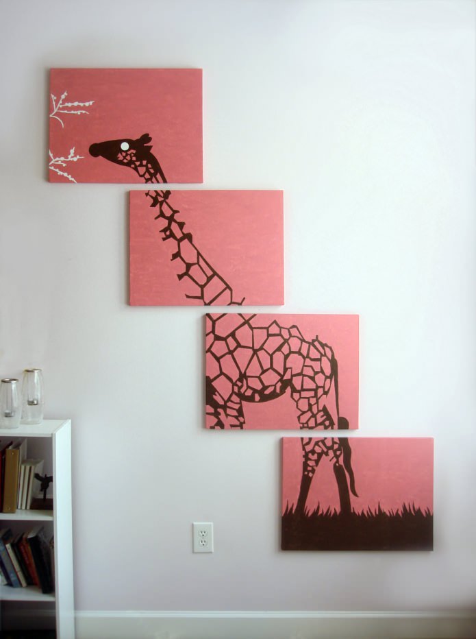 peinture modulaire avec une image d'une girafe