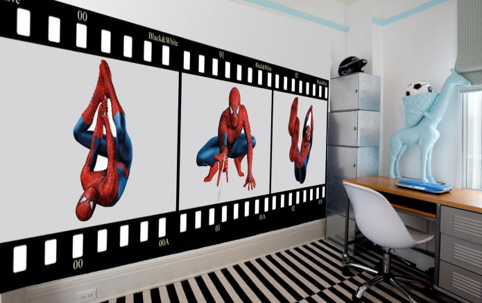 papier peint avec spiderman dans la crèche pour un garçon