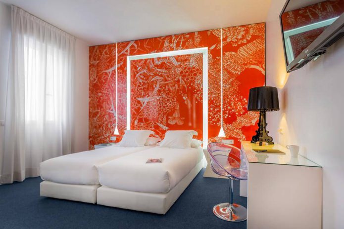 chambre blanc-orange