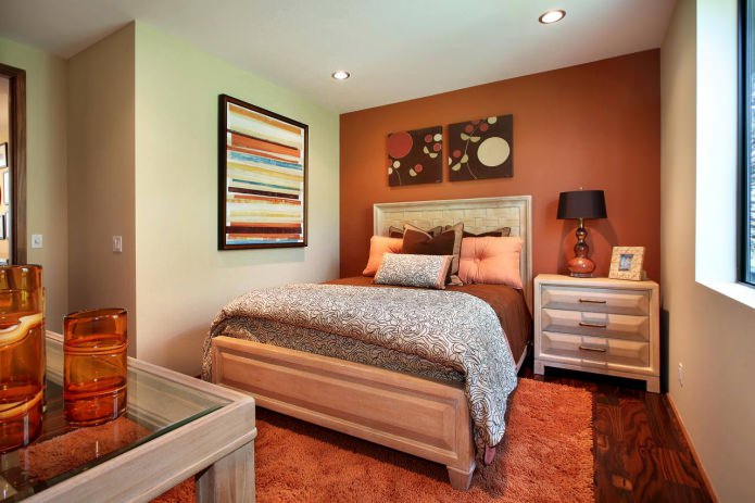 chambre beige et orange