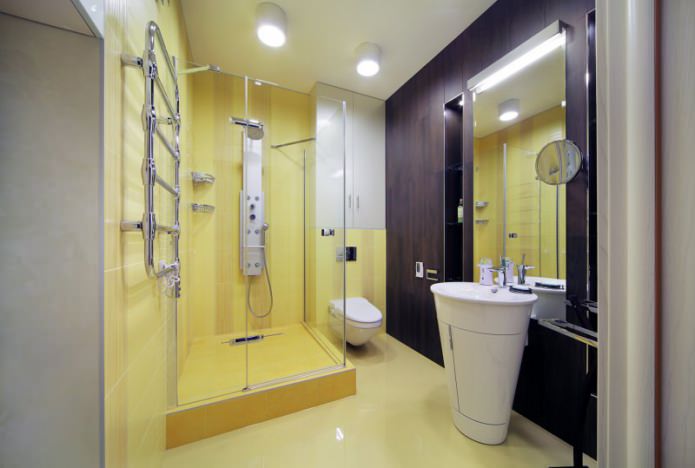 intérieur de la salle de bain avec cabine de douche dans un style moderne