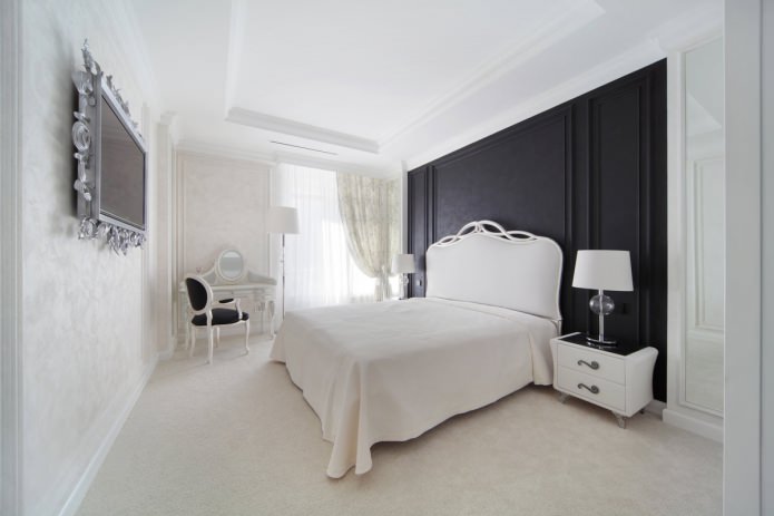 design d'intérieur de chambre en noir et blanc