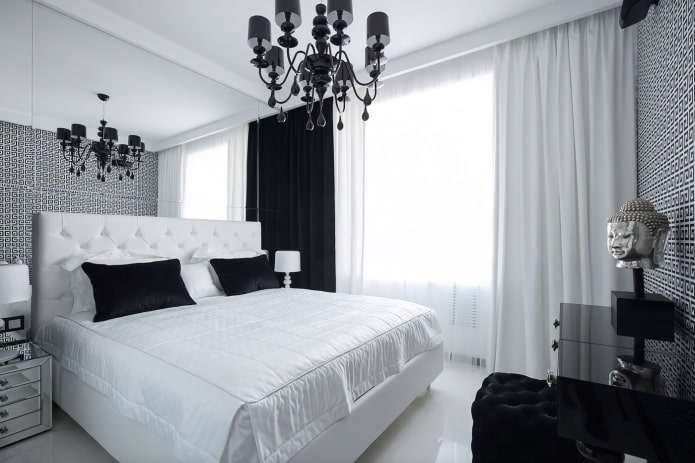 intérieur de la chambre aux couleurs noir et blanc