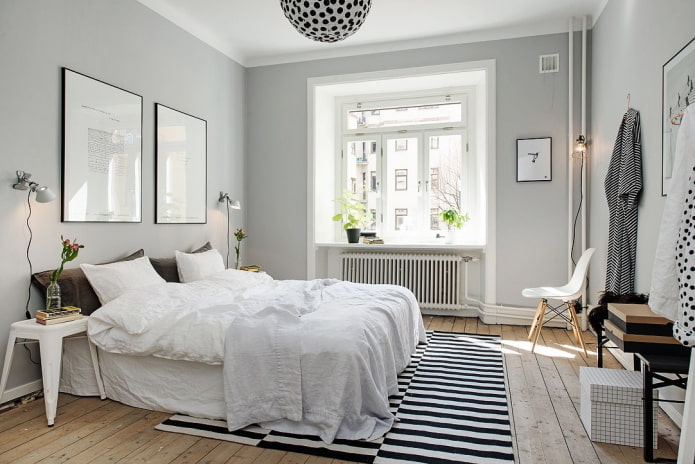 Intérieur de chambre scandinave aux couleurs claires