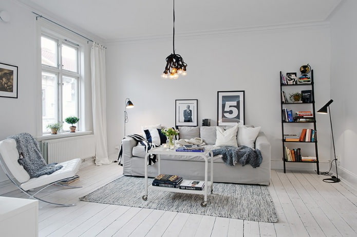 salon blanc comme neige de style scandinave