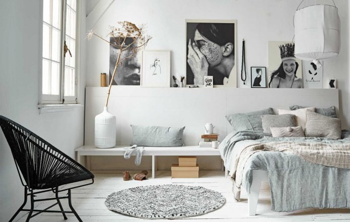 Intérieur de chambre de style scandinave