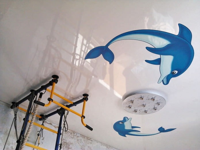 plafond tendu avec impression photo dans la chambre des enfants