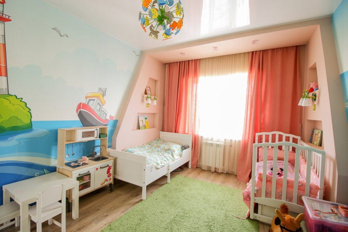 plafond tendu dans la chambre des enfants