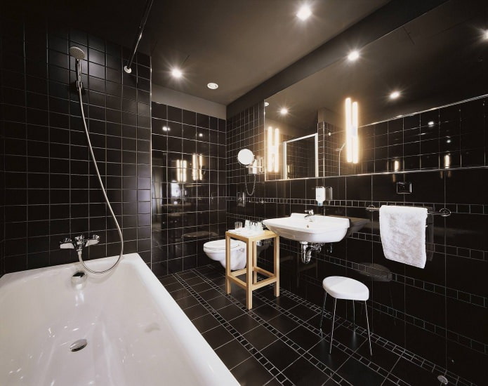 salle de bain en noir