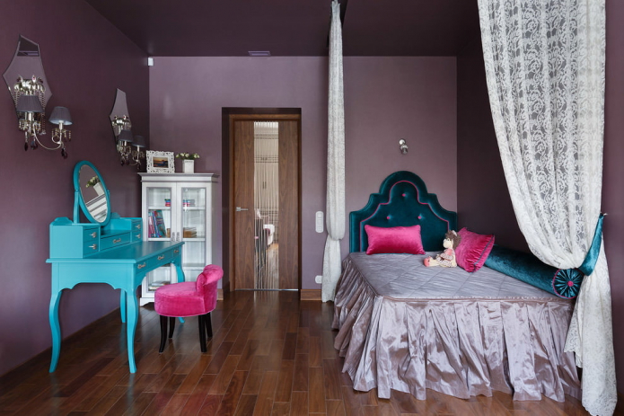 schéma de couleurs de l'intérieur de la chambre pour une fille