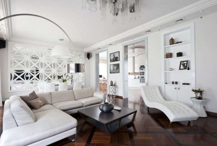 salon moderne en blanc