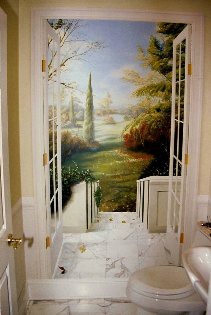 fresque dans la salle de bain