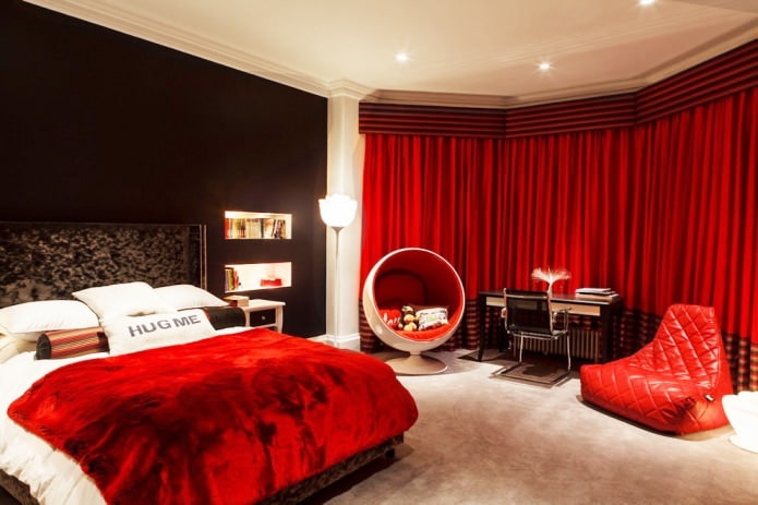  chambre en noir-blanc-rouge