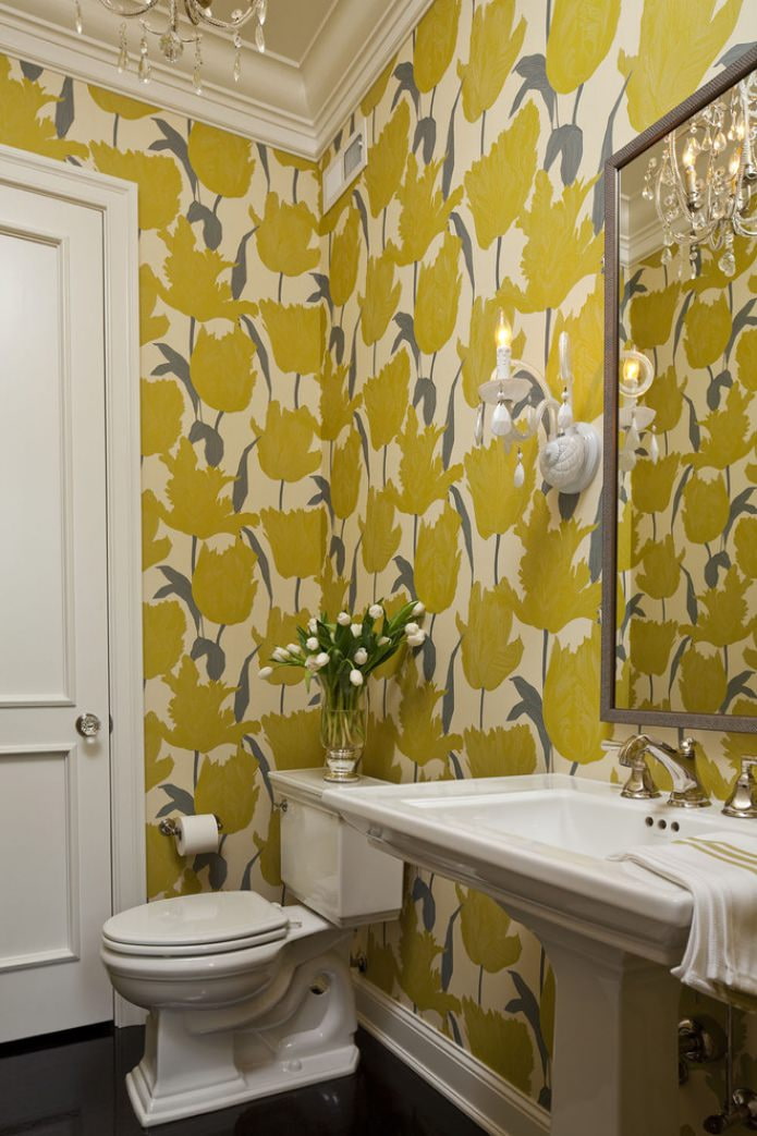 papier peint jaune avec des fleurs