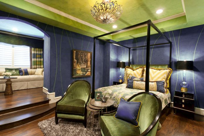 Chambre vert clair et violet