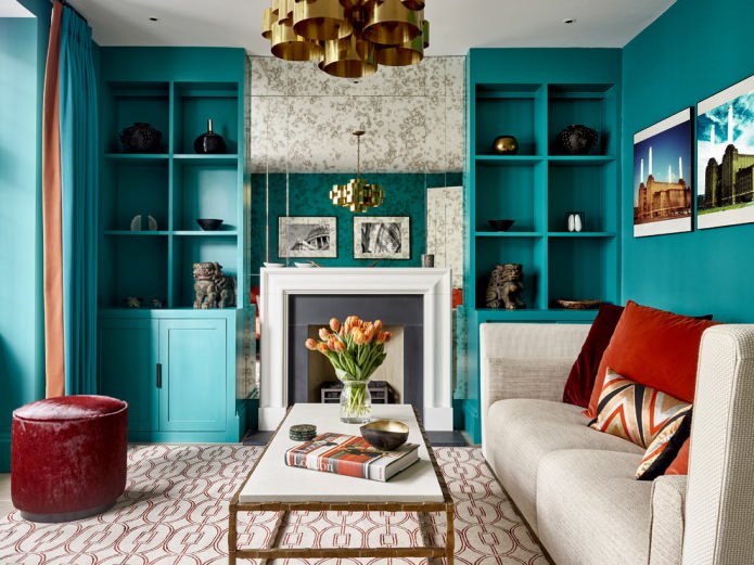 turquoise shelving