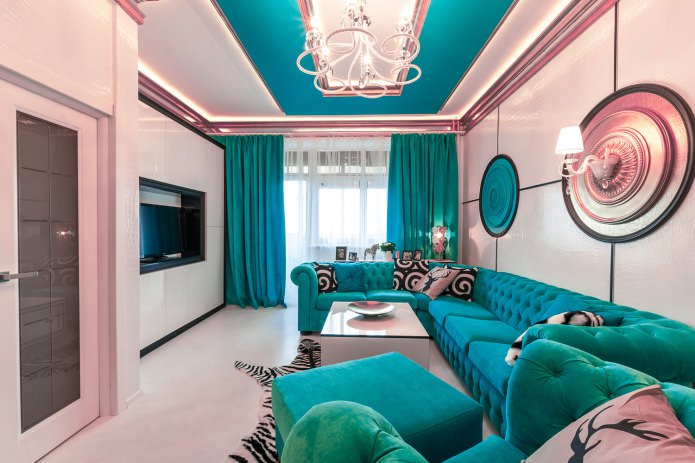 Turquoise pink na sala