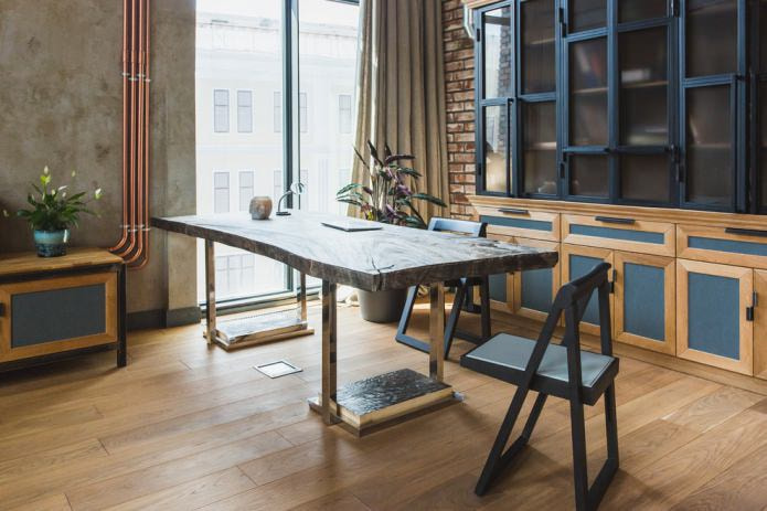 cuisine-salle à manger de style loft