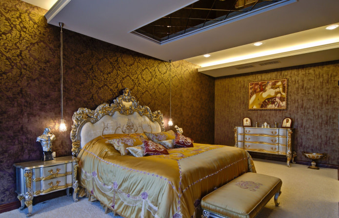 chambre marron dans un style classique