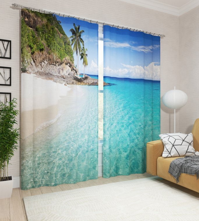 rideaux 3d avec l'image de la plage