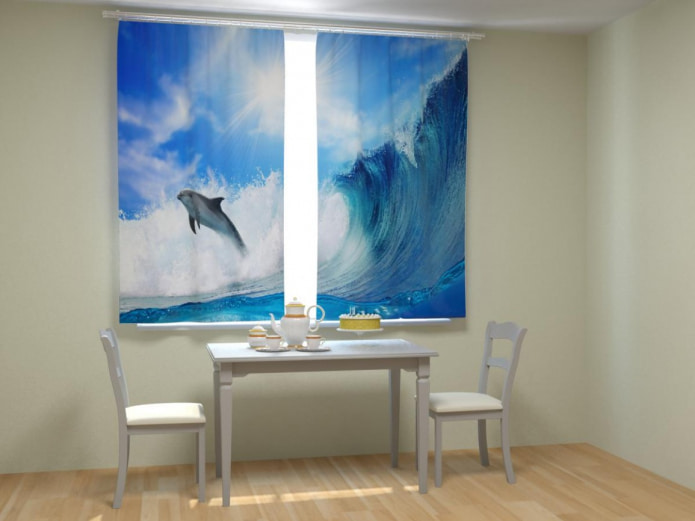 Mga photocurtain na may dolphins