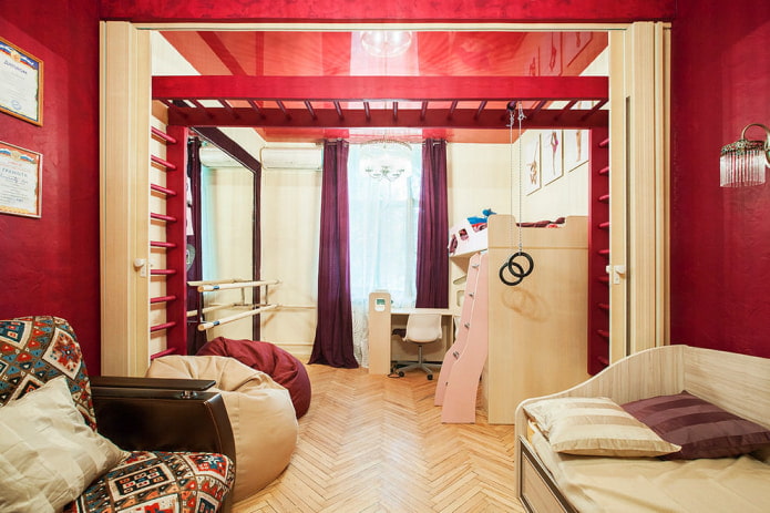 chambre d'enfant rouge