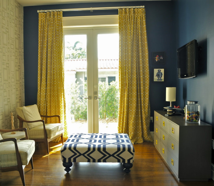 chambre bleu et jaune