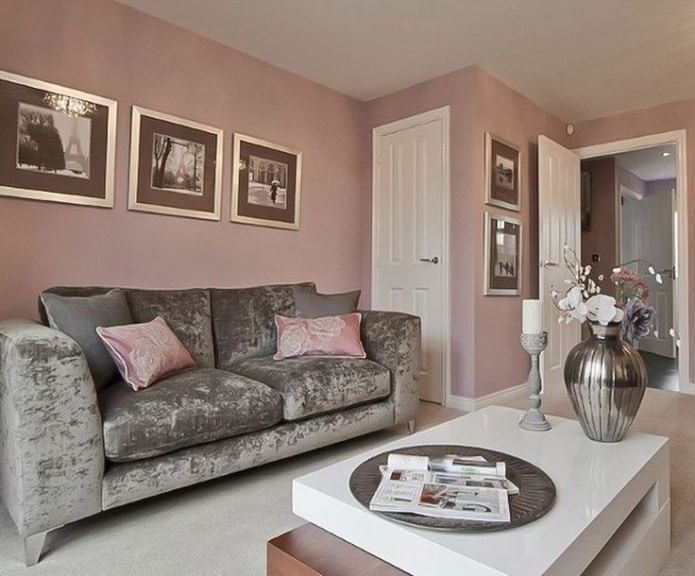 White-pink-grey interior