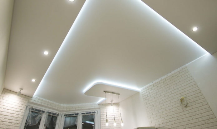 structure de plafond flottant en blanc