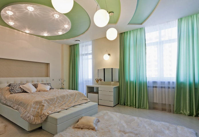 plafond en blanc et vert