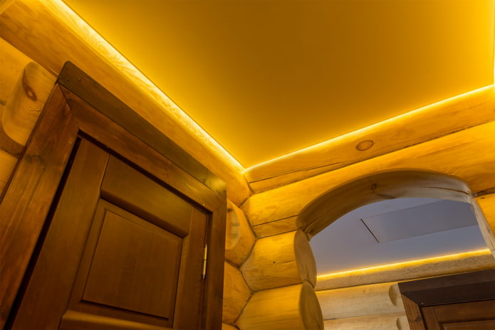 design flottant avec rétroéclairage jaune