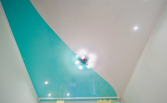 structure plafond tendu blanc turquoise