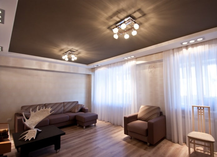 plafond marron dans le salon