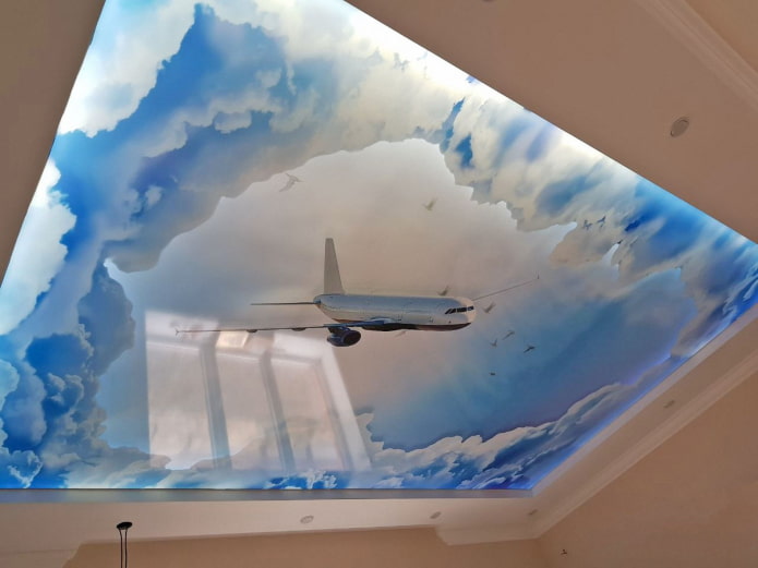 plafond avec ciel et avion