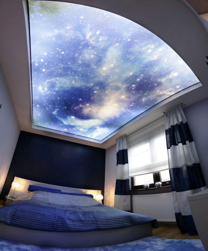 plafond avec l'image de l'espace dans la chambre