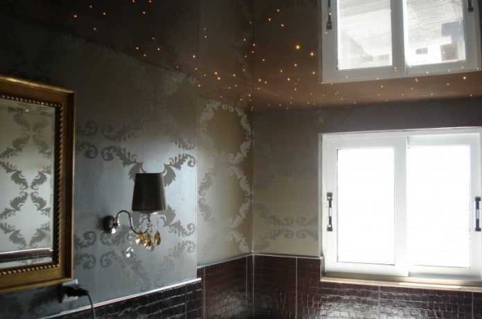 plafond tendu marron avec paillettes